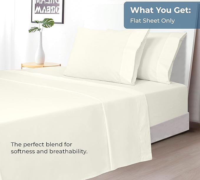 Royale Linens 100% Organic Cotton Twin XL Flat Sheet Only - Image 5