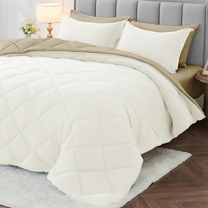 MUXHOMO 7 Pieces Queen Comforter Set, Reversible Bed in a Bag Queen Size by MUXHOMO