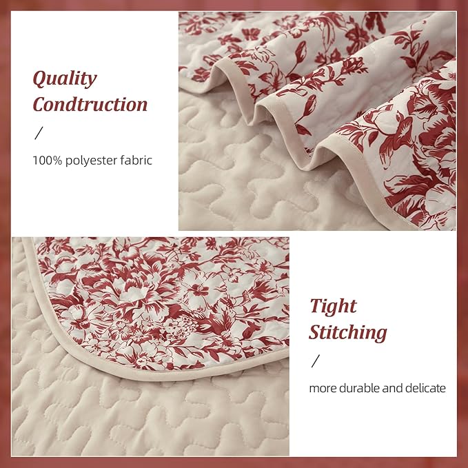 WONGS BEDDING Quilt King Size, Christmas Red Quilt Bedding Set - Image 4