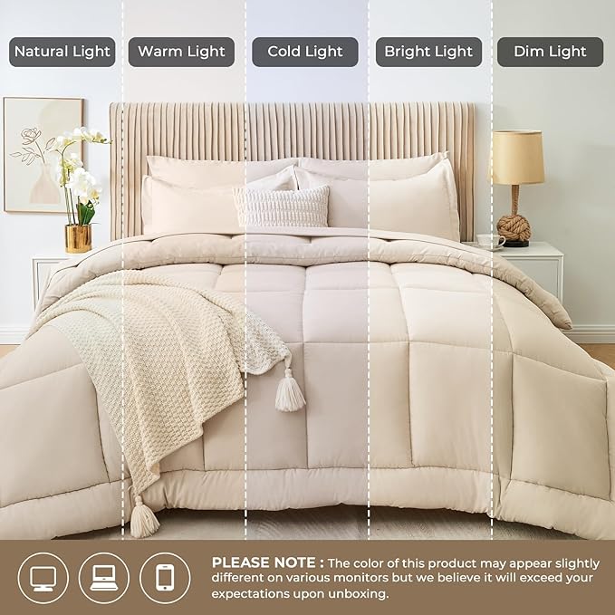 Sasttie Full Size Comforter Sets, 7 Pieces Bed in a Bag Full, Complete Bedding - Image 8