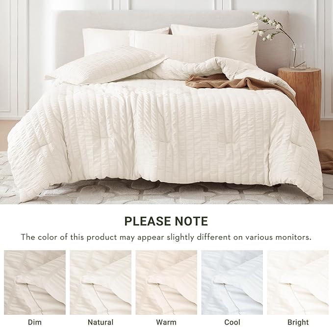 MUXHOMO 5 Pieces Twin XL Comforter Set, Seersucker Bed in a Bag Twin XL Size - Image 5