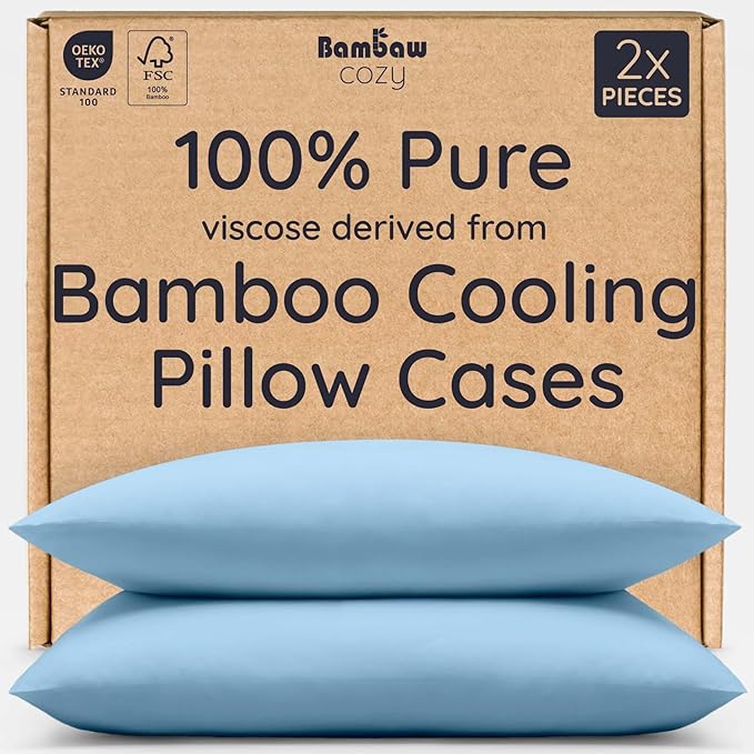 Bambaw 100% Viscose Derived from Bamboo Pillowcase Standard Size – Set of 2 by Bambaw