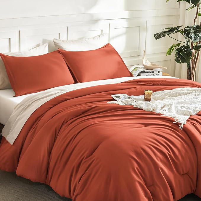 Litanika Comforters Burnt Orange Oversized King Size, 3 Pieces Lightweight - Image 5