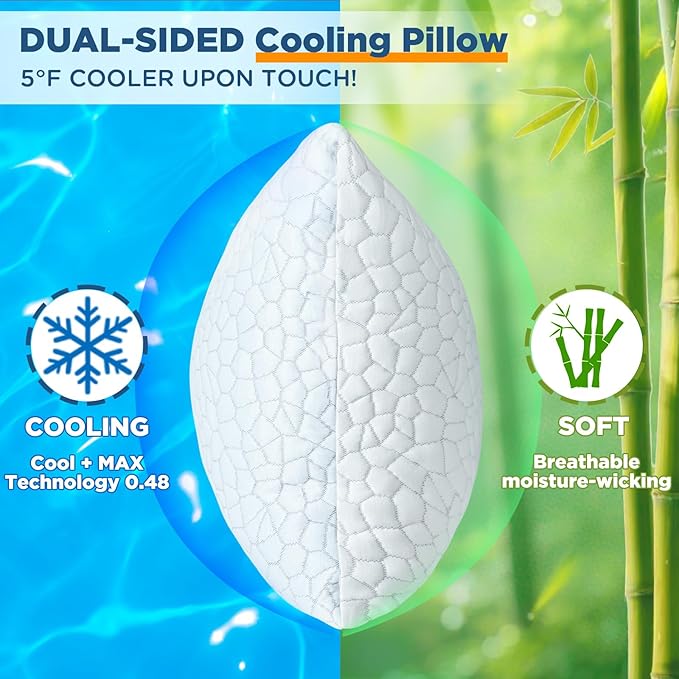 Cooling Pillow King Size Set of 2, Adjustable Bed Pillows - Image 4