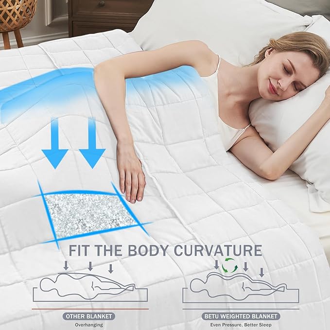 White Weighted Blanket for Adults 20lbs, Twin Full Size Cooling Heavy Throw - Image 2