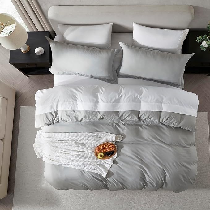 Nestl Light Grey California King Duvet Cover Sets - Image 5