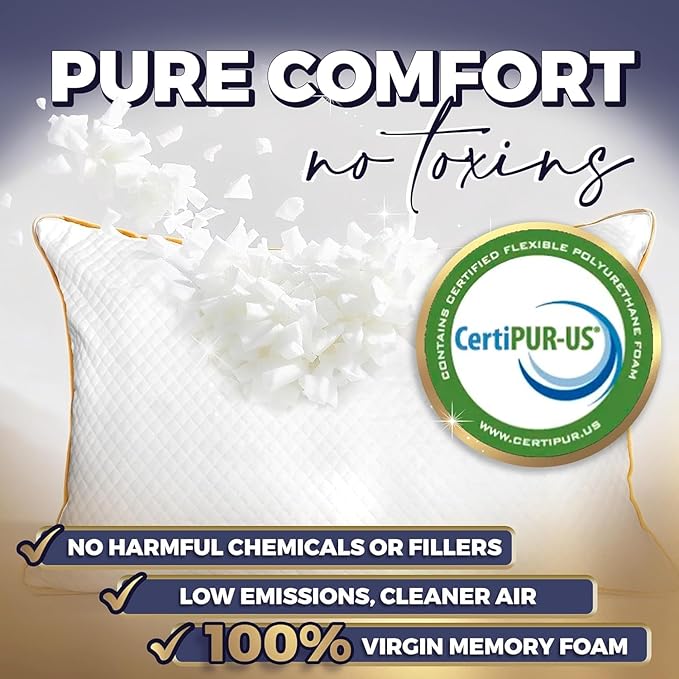 Royal Therapy King Size Set of 2- Shredded Memory Foam Pillow–Adjustable Memory - Image 2