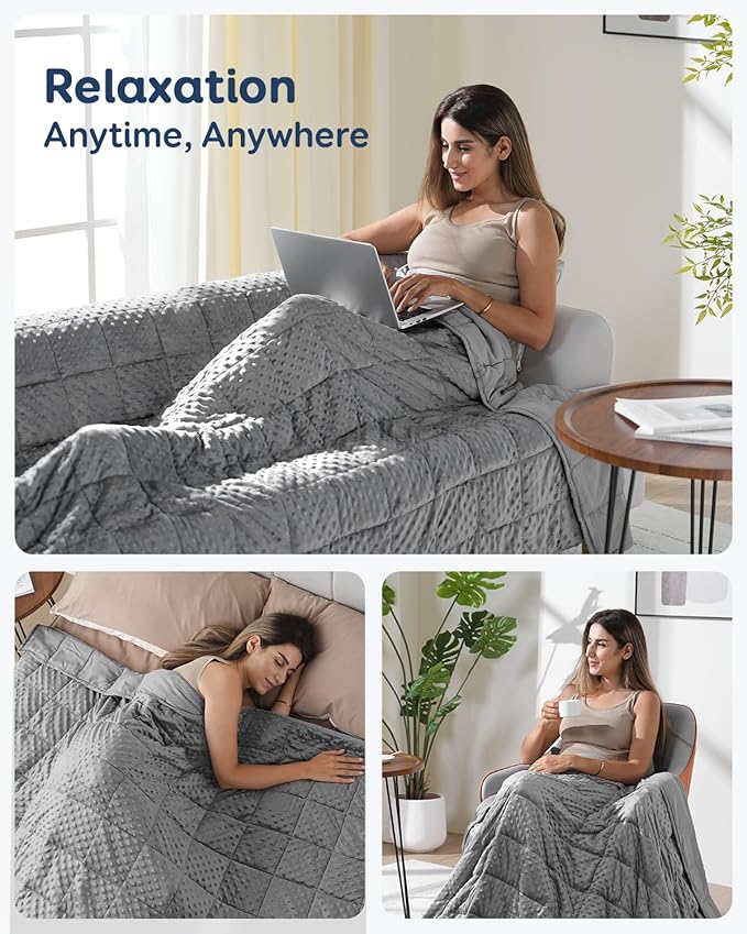 Kivik Weighted Blanket 12 lbs for Adults, Minky Dot Heavy Blankets, Microfiber - Image 5