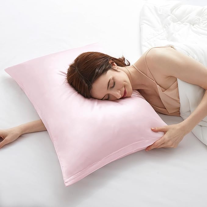 Satin Pillowcases with Zipper （20x36）, King Size Pillowcases Set of 2, Blush - Image 6