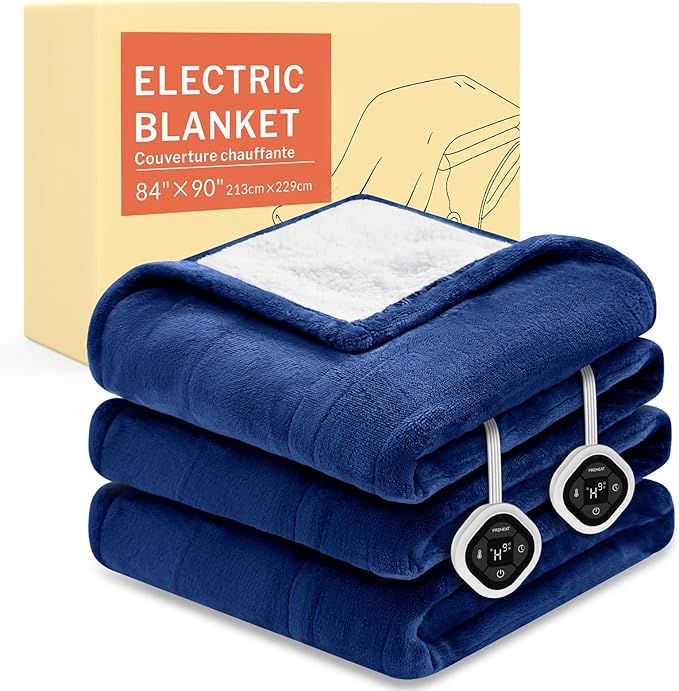 HOMLYNS LuxeHeat Heated Blanket Electric Blanket Queen Size, Soft Flannel by HOMLYNS