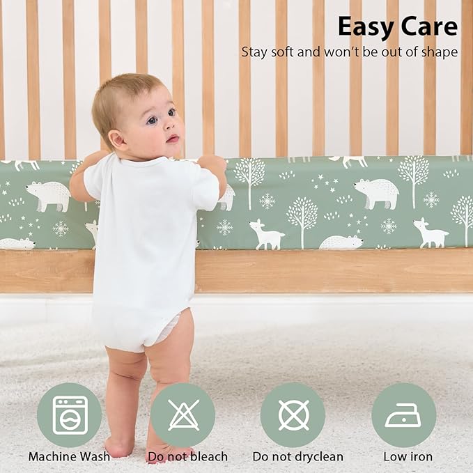 Baby Crib Sheets for Boys and Girls, 3 Pack Fitted Crib Sheets Neutral for - Image 7