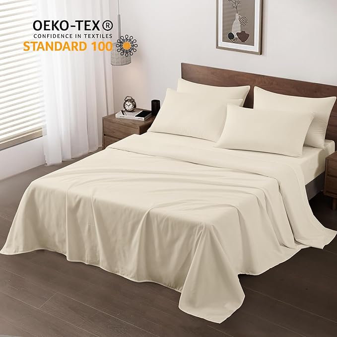 Maple&Stone Full Flat Sheet 6 Pack, Premium Soft & Breathable, Brushed - Image 2