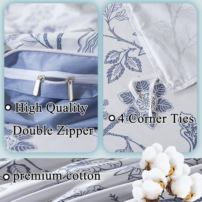 FADFAY Twin XL Duvet Cover Set Floral Bedding Percale Cotton 600 TC College - Image 3