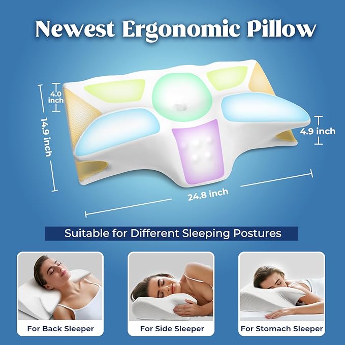 Cervical Pillow for Neck Pain Relief, Cooling Contour Memory Foam Pillows - Image 5