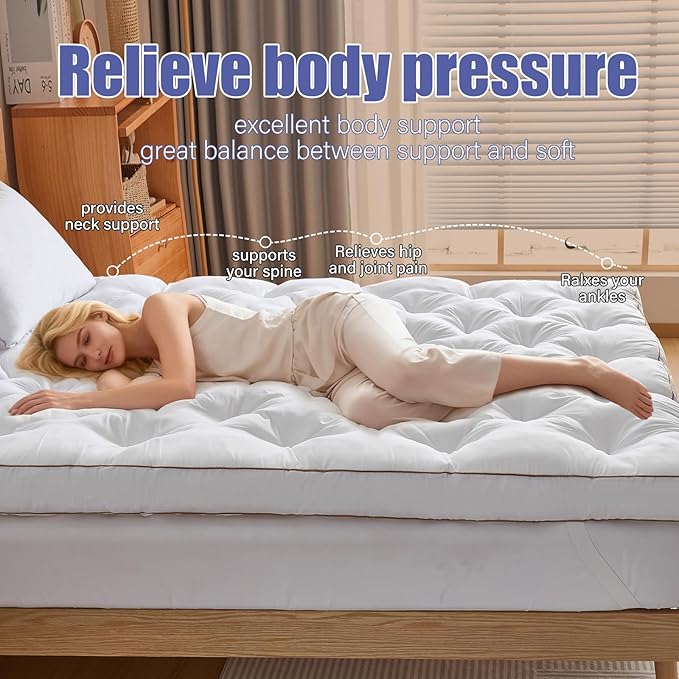 WhatsBedding 4 Inch Memory Foam Mattress Topper King Size - Image 8