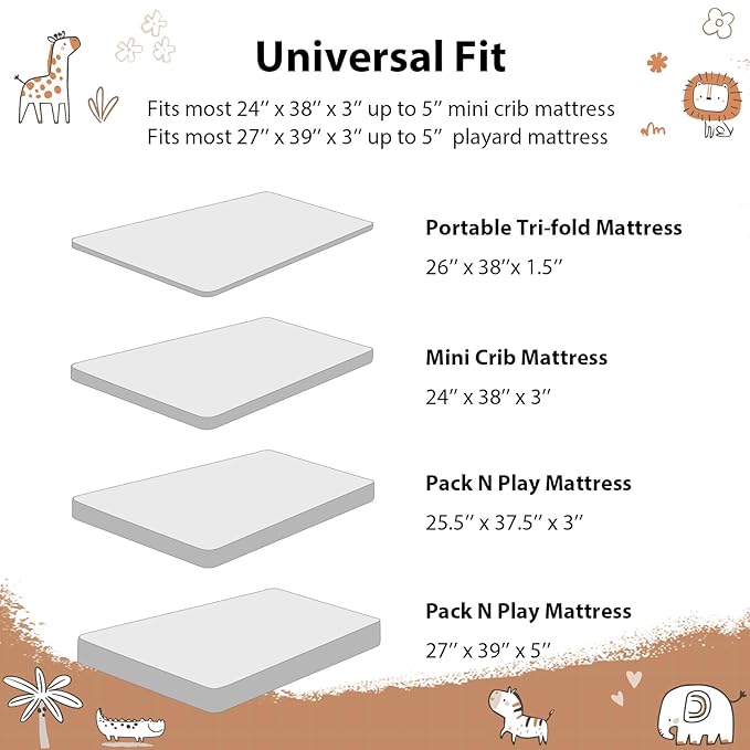 Baby Mini Crib Sheets Boy, Portable 38”x26” Pack and Play Sheets Fitted - Image 8