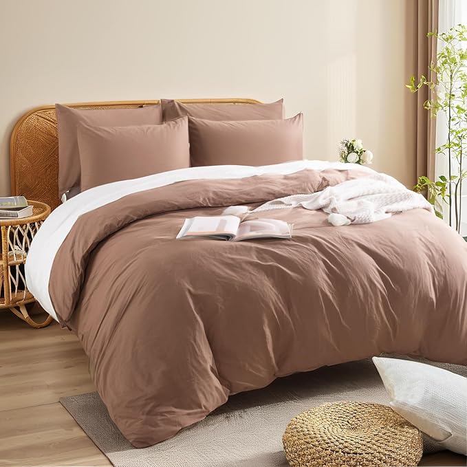 NEXHOME PRO Duvet Cover Set 100% Washed Cotton California King 104"x98" - Image 4
