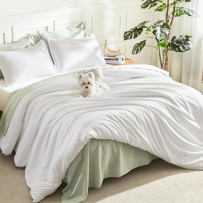 Litanika White Comforters Oversized Queen Size, 3 Pieces Lightweight Solid by Litanika