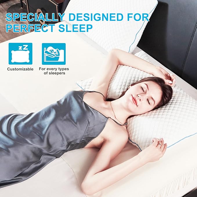VVZ Cooling Bed Pillows Standard Size Set of 4, Shredded Memory Foam Pillows - Image 8