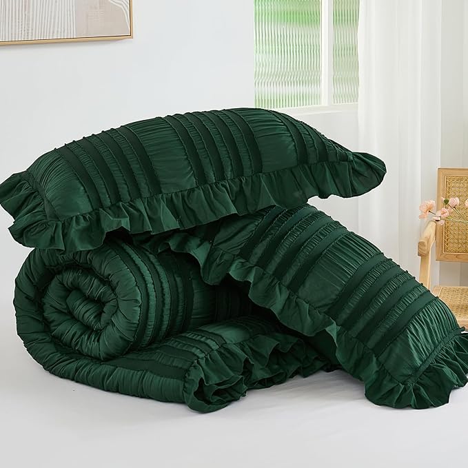 WONGS BEDDING Queen Size Comforter, Christmas Emerald Green Boho Comforter Set - Image 7