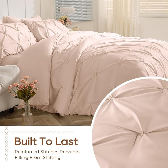 Sasttie California King Comforter Set, 7-Piece Bed in a Bag, Pintuck Bedding - Image 6
