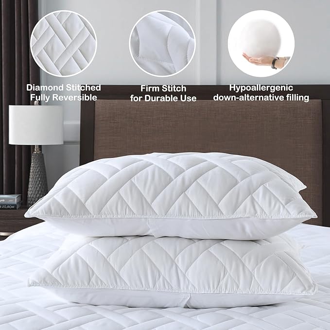 HORIMOTE HOME Quilt Set Twin Size White, Classic Geometric Diamond Stitched - Image 4
