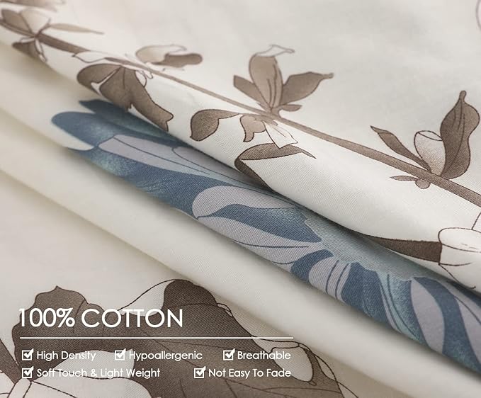 SLEEPBELLA Duvet Cover Full Size, 600 Thread Count Cotton Botanical Flowers - Image 5