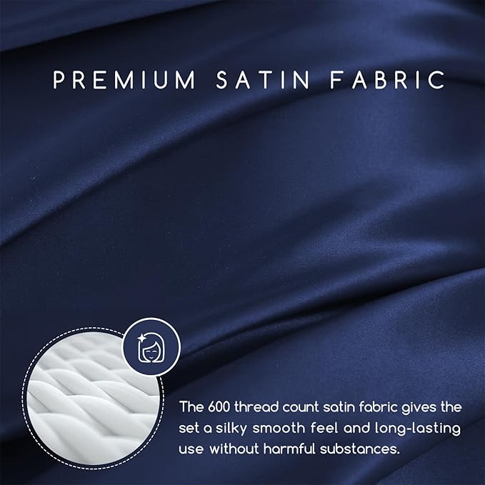 MR&HM Satin Bed Sheets, King Size Sheets Set - Image 2