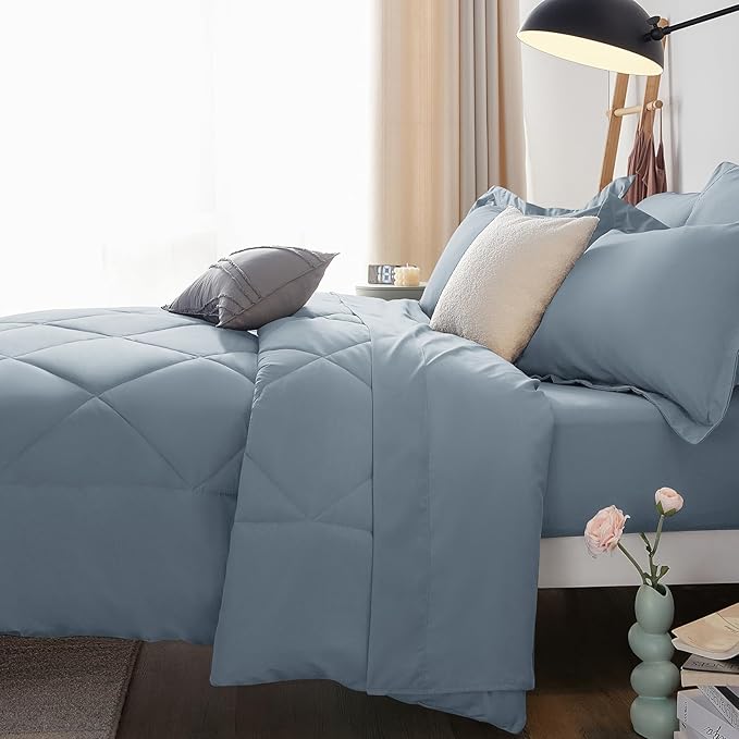 CozyLux Full Size Comforter Sets Dusty Blue - Image 9