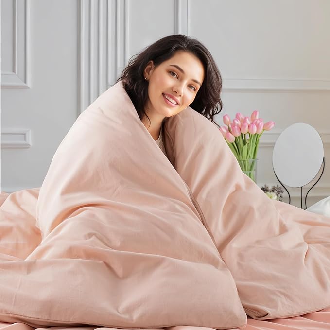 NEXHOME PRO Duvet Cover Set Queen Size Linen Feel Textured Organic Natural 100% - Image 8