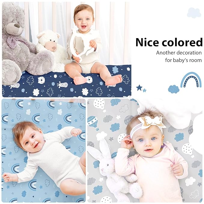 Baby Crib Sheets for Boys and Girls, 3 Pack Toddler Bed Sheets for 52”x28” - Image 6