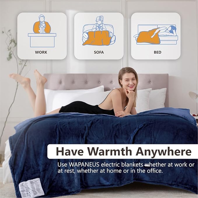 Wapaneus Heated Blanket Electric Queen Size 84"x90"-Dual Control - Image 4