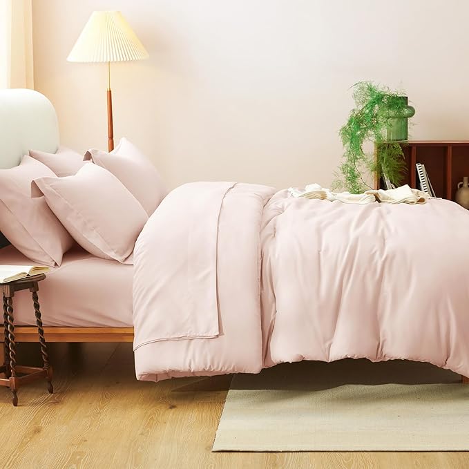 CozyLux Full Size Comforter Sets Blush Pink, 7 Pieces Bed in a Bag Full - Image 8