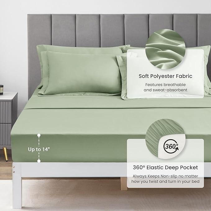 Love's cabin Full Comforter Set Sage, 7 Pieces Full Bed in a Bag, All Season - Image 4