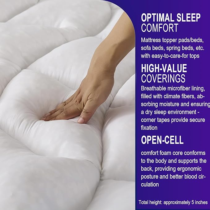 SHOUREN Memory Foam Mattress Topper Full - Image 4