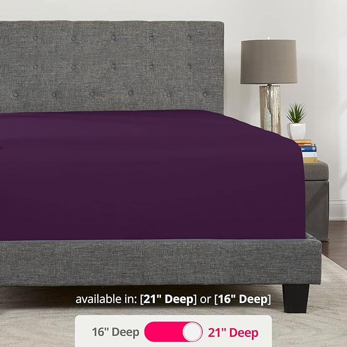 Deep Fitted Sheets King – King Size Fitted Sheet Only Deep Pocket – 21” King - Image 3