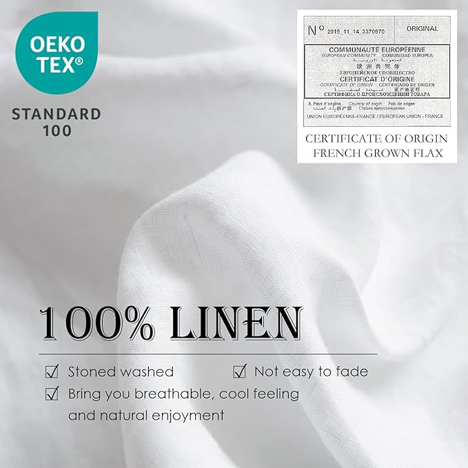 Simple&Opulence 100% Washed Linen Euro Shams 26'' x 26'' Pack of 2, Basic Style - Image 2