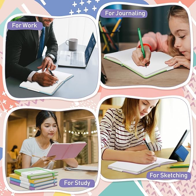 10 Pack Bullet Dotted Journal Notebook Bulk, A5 Dot Grid Notebook with 100 GSM Paper, Leather Hardcover Dotted Journal with 160 Pages for Women Men Writing Journaling Planning, 5.7 x 8.3 Inch-DeskoryOffice