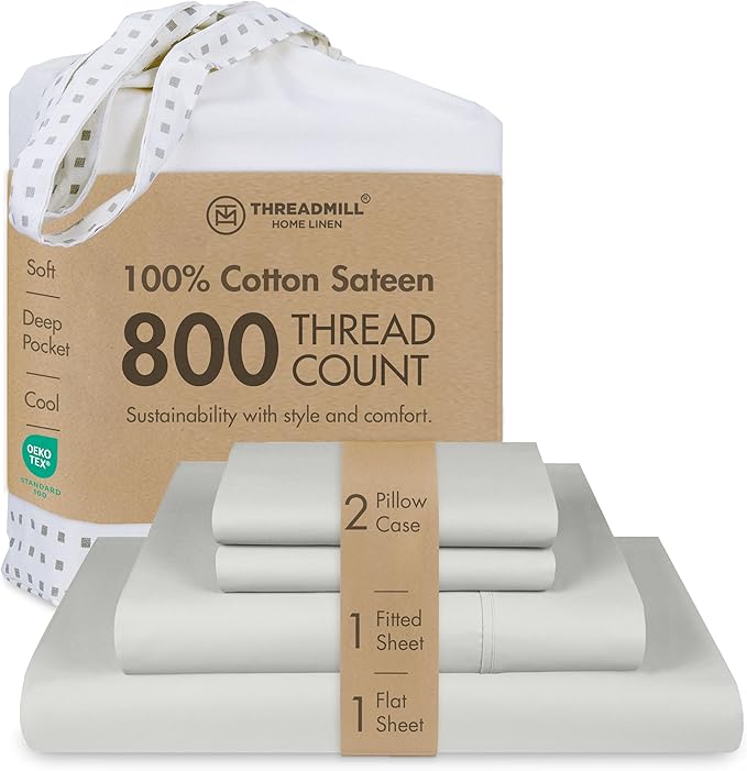 Threadmill Luxury 800 Thread Count Full Size 100% Cotton Sheets by ThreadmillHomeLinen