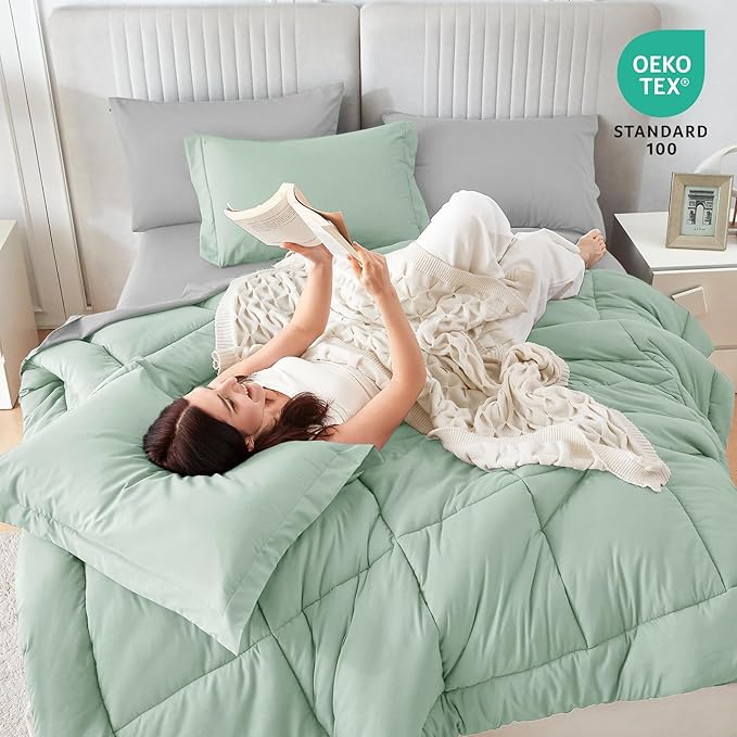 Sasttie Full Size Comforter Sets, 7 Pieces Reversible Bed in a Bag Full - Image 6