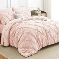HIMEET Pintuck Bed in a Bag, 7 Pieces King Size Comforter Set Blush Pink by Unknown