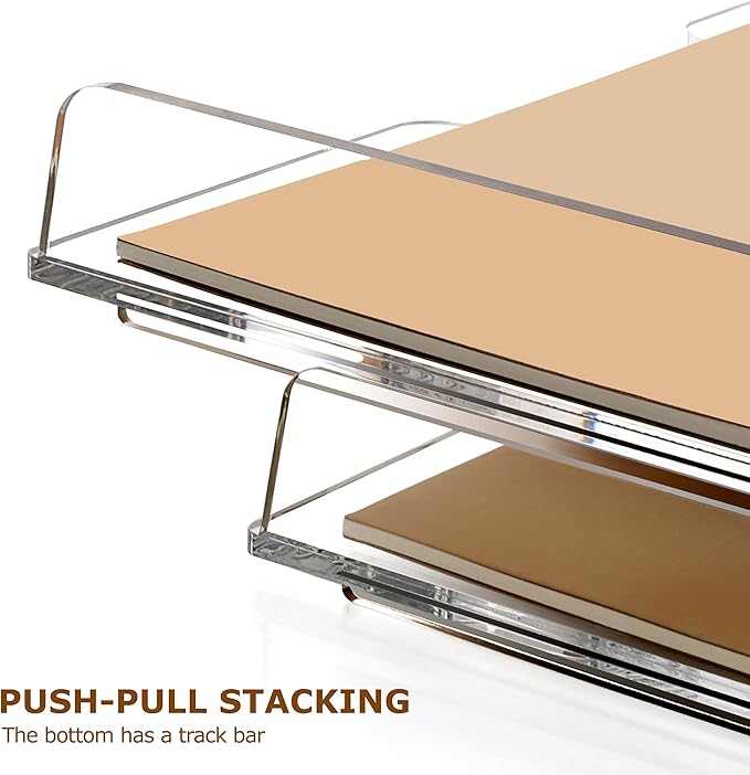 2 Pack- Stackable Paper Letter Tray, Enlarged A4 File Desk Organizer Acrylic Desk Organizers and Accessories Sorter Tray, Clear Workspace Office Supplies Organizers, 13.78inx9.25inx3.62in-DeskoryOffice