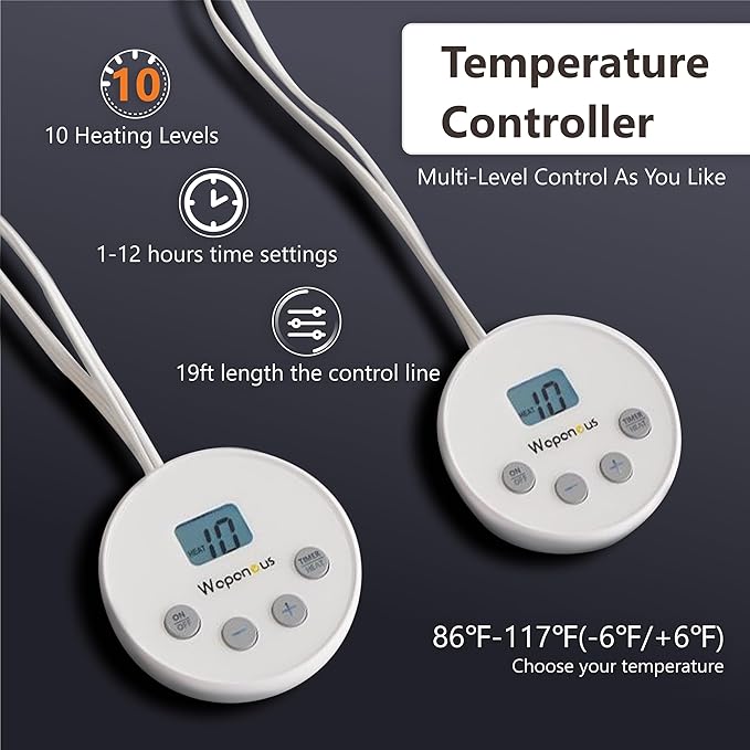Wapaneus Heated Blanket Electric Queen Size 84"x90"-Dual Control - Image 7