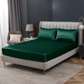 Homiest Blackish Green Satin Fitted Sheet Queen Size, Deep Pocket, Luxury & by Homiest