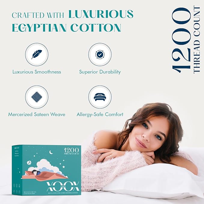 XOOX Linen Egyptian Cotton Sheets King Size - Image 2