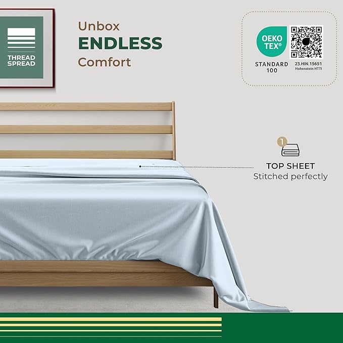 THREAD SPREAD 100% Organic Cotton Percale Flat Sheet Full Size - Image 3