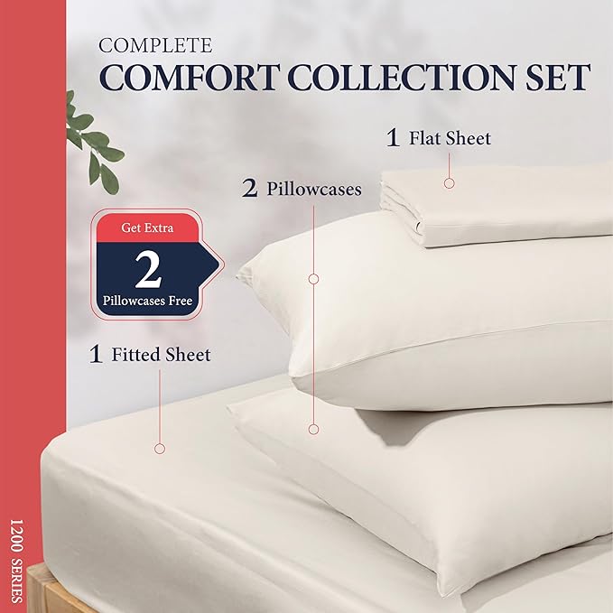 100% Egyptian Cotton King Size Sheets Set - Image 3