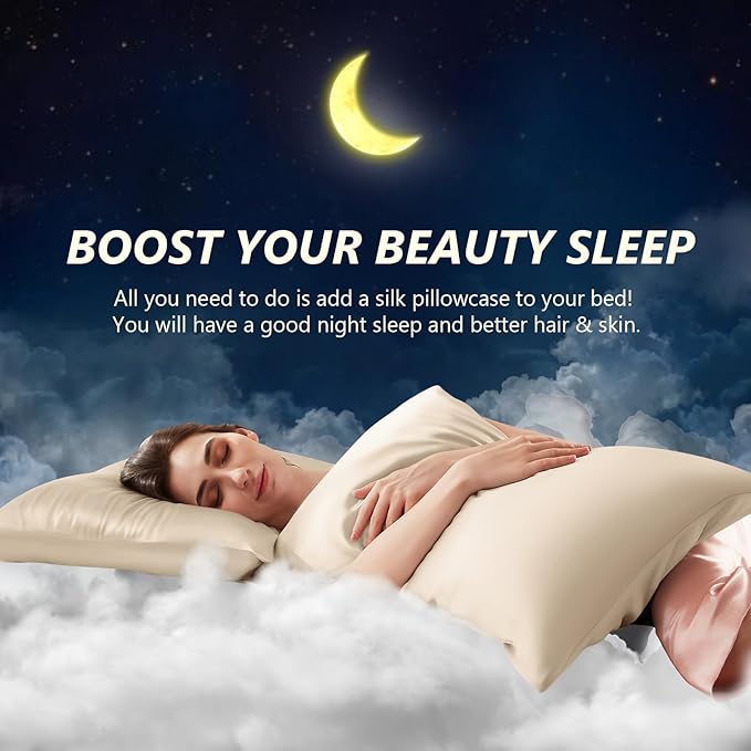Silk Pillow Cases 2 Pack Queen Size Mulberry Silk Pillowcase Set of 2 - Image 3