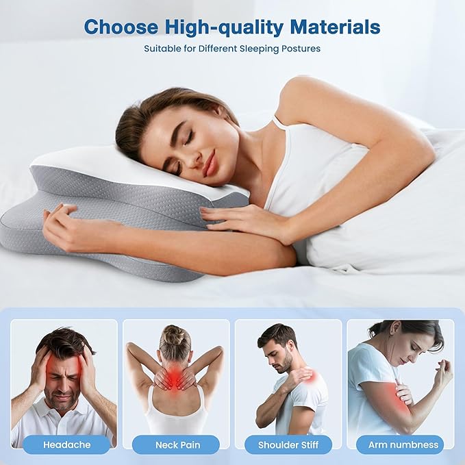 Cervical Pillow for Neck Pain Relief, Cooling Contour Memory Foam Pillows - Image 4