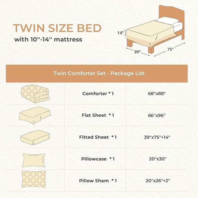 Sasttie Twin Comforter Set, 5-Piece Bed in a Bag, Pintuck Bedding Sets - Image 8